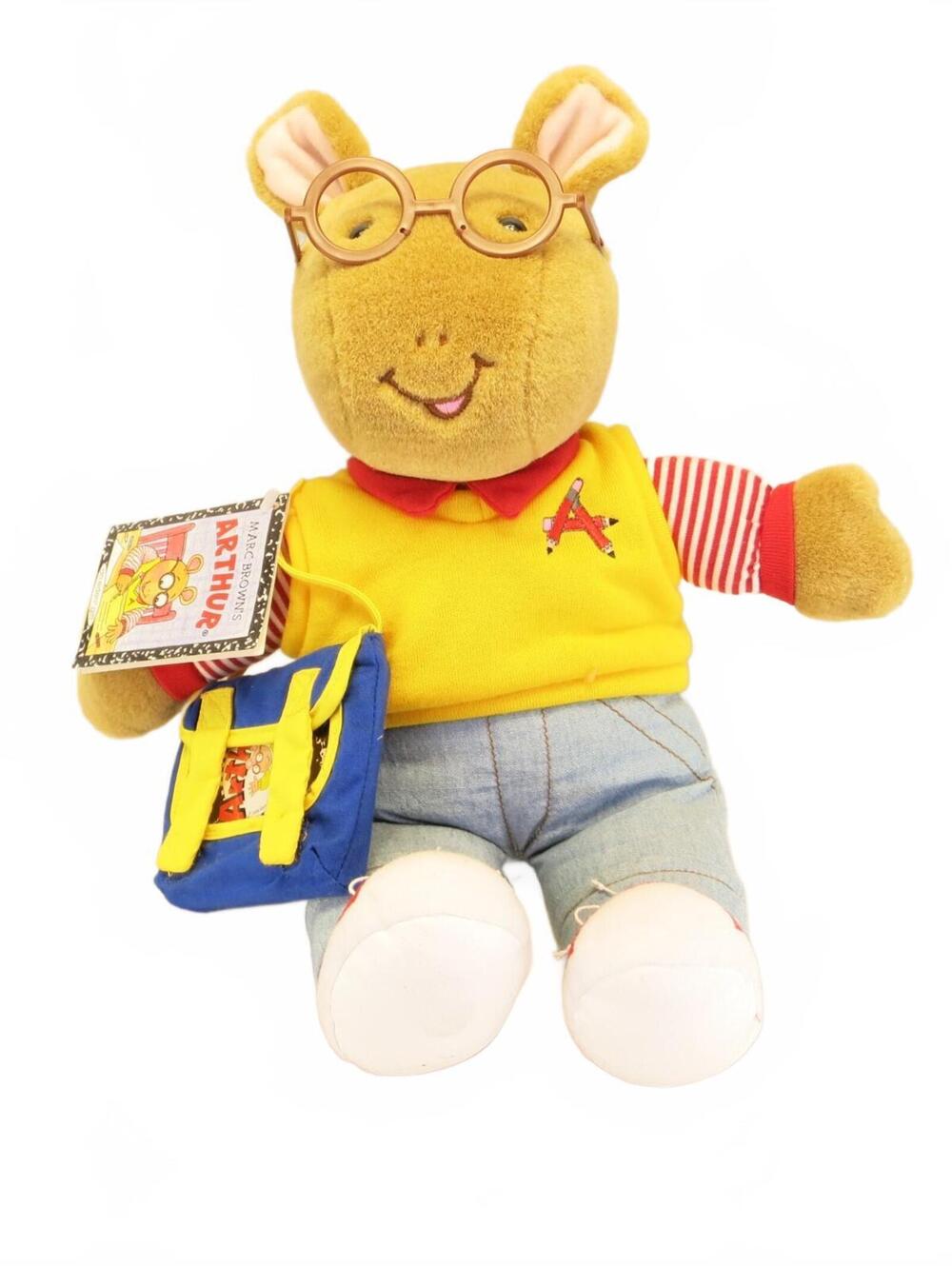 Vintage Arthur Marc Brown Plush 15" PBS Kids Collectible 1999 with Bag